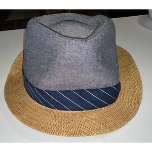 Free Authority Fedora Hat Straw Brim Blue Band Men's One Size